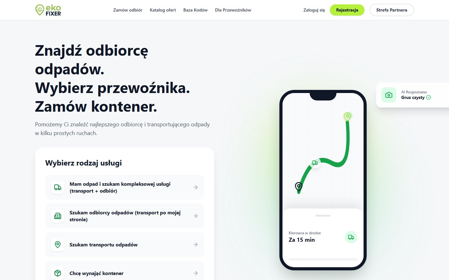 ekoFIXER: zamawianie kontenerów na odpady przez internet