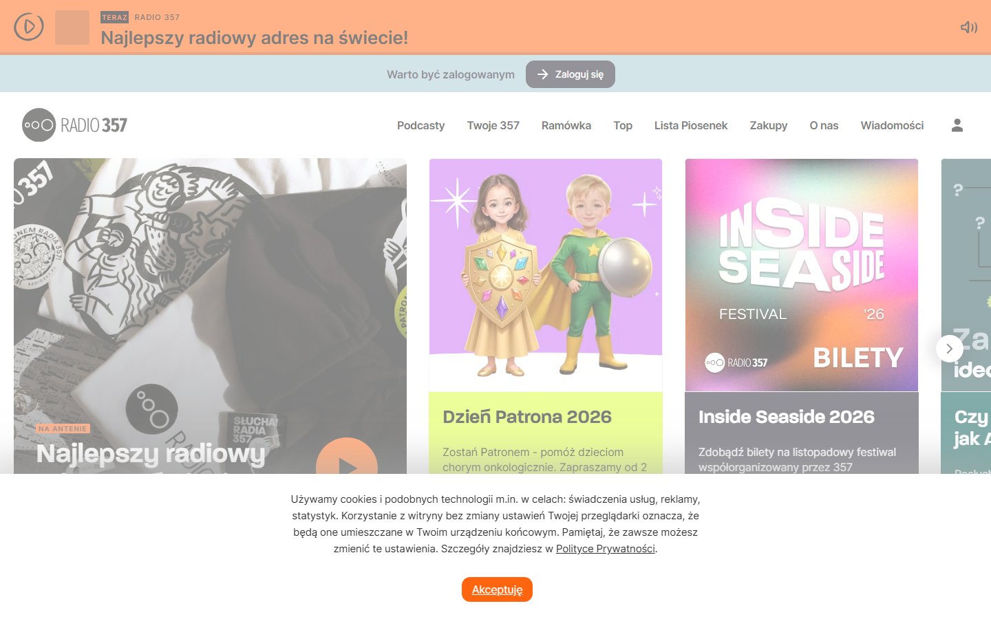 Radio 357: portal radia i odtwarzacz na Windows